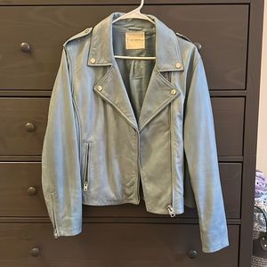 Light blue Lucky Brand leather moto jacket